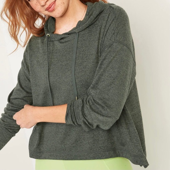 Cropped Sweater-Knit Hoodie - Picture 1 of 4